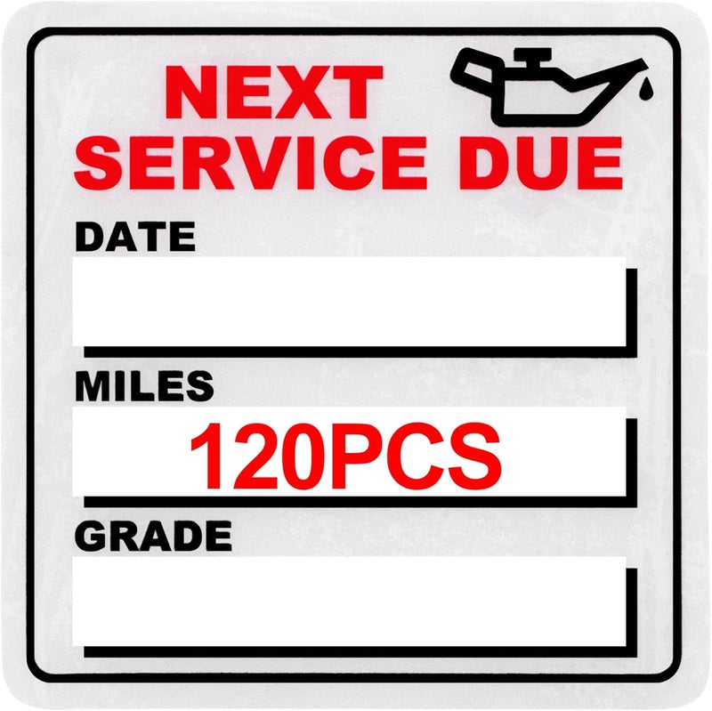 GUEER for Oil Change Sticker Static Cling, Clear Stickers 120 Pcs 2”x 2” Next Service Due Sticker for Windshield, Easy to Peel with No Residue for Car Auto Vehicle Window (Red3) - Image 1